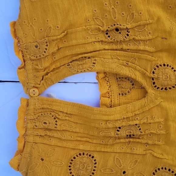 Anthropologie Forever That Girl Gold Orange Lace Embroidered Blouse Size XS - Picture 5 of 12